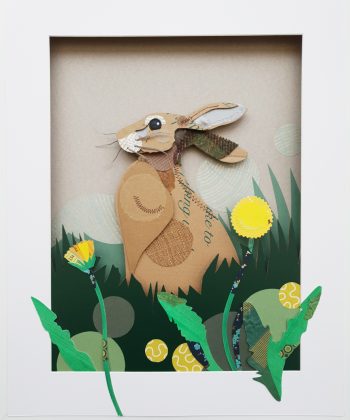 The Startled Hare, Dandelion | Original | Mixed Salvaged Media - Image 2