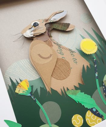 The Startled Hare, Dandelion | Original | Mixed Salvaged Media - Image 3