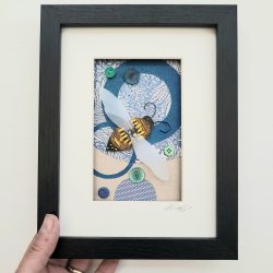 Bee Blue | Original 3D Framed Art | Salvaged Mixed Media