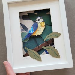 Blue Tit | 3D Original Framed Art | Map & Stamp Details