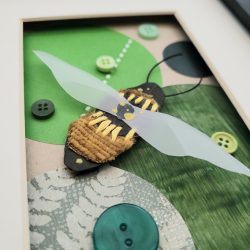 Bee Green | Original 3D Framed Art | Salvaged Mixed Media