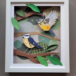 Just Two Tits in a Tree | Original Mixed Media Art | Eco - Art