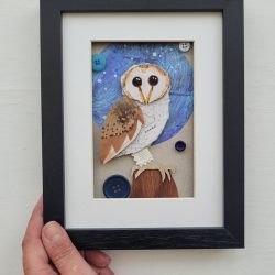 Night Owl | Original 3D Framed Recycled Mixed Media Art