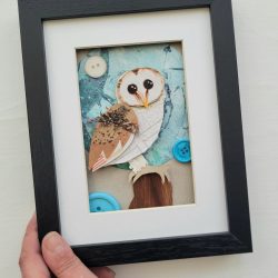 Owl | Original 3D Framed Recycled Mixed Media Art