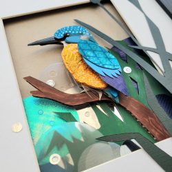 Kingfisher Riverside Hunt | Original 3D Framed Recycled Art