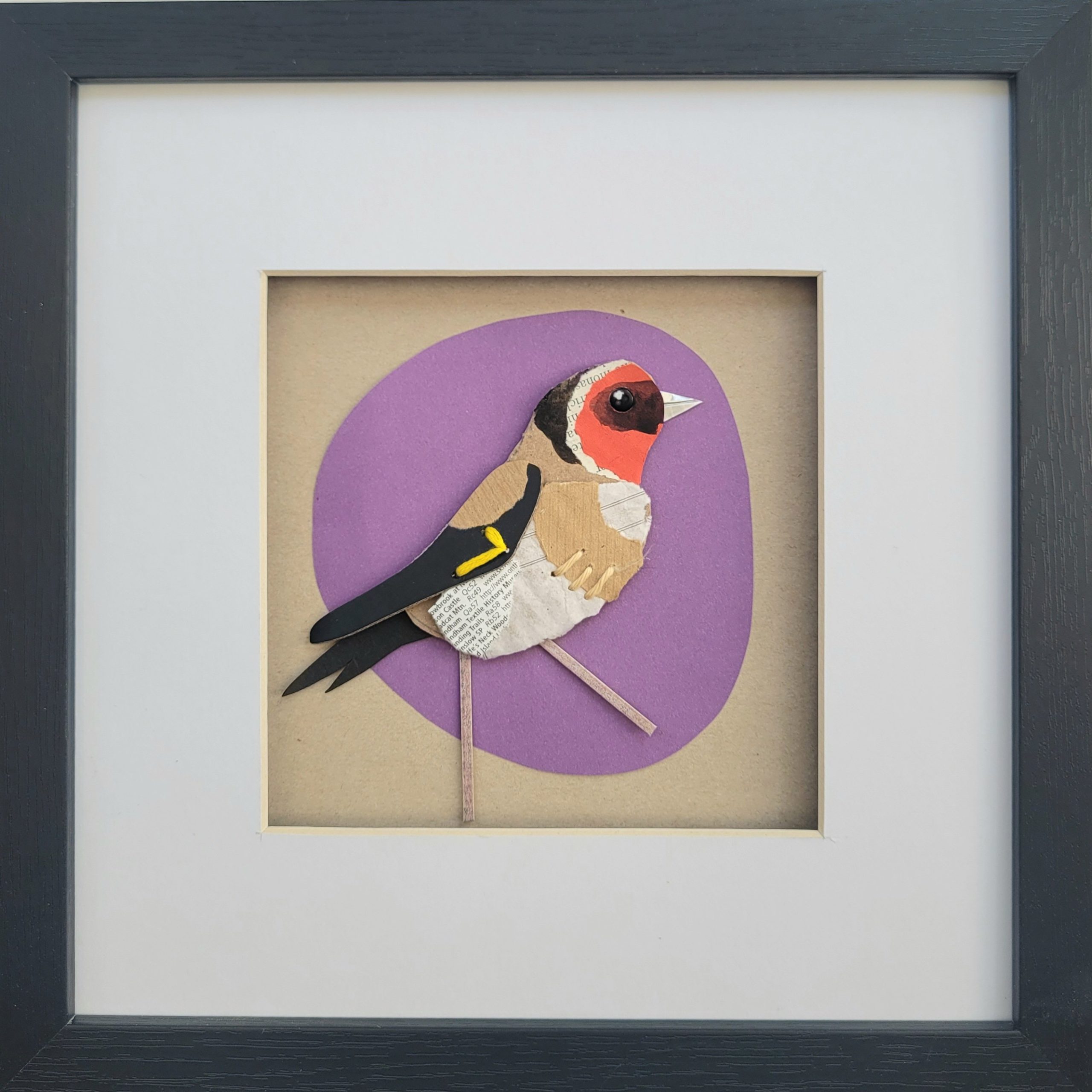 Goldfinch on Purple | Original Art | 25cm x 25cm - Image 3