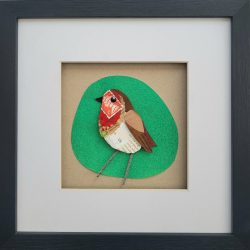 Robin, Postal on Green | Original Art