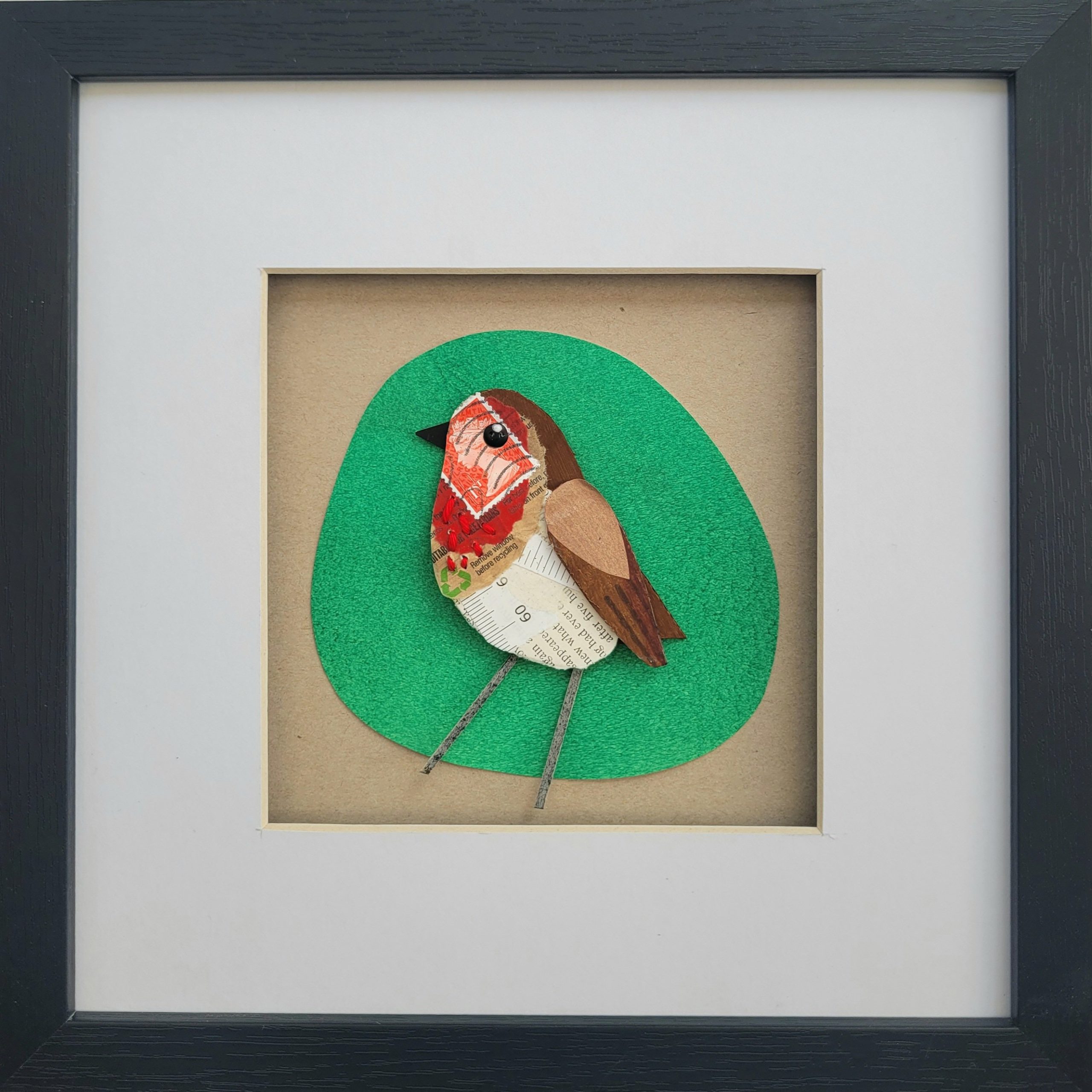 Robin, Postal on Green | Original Art