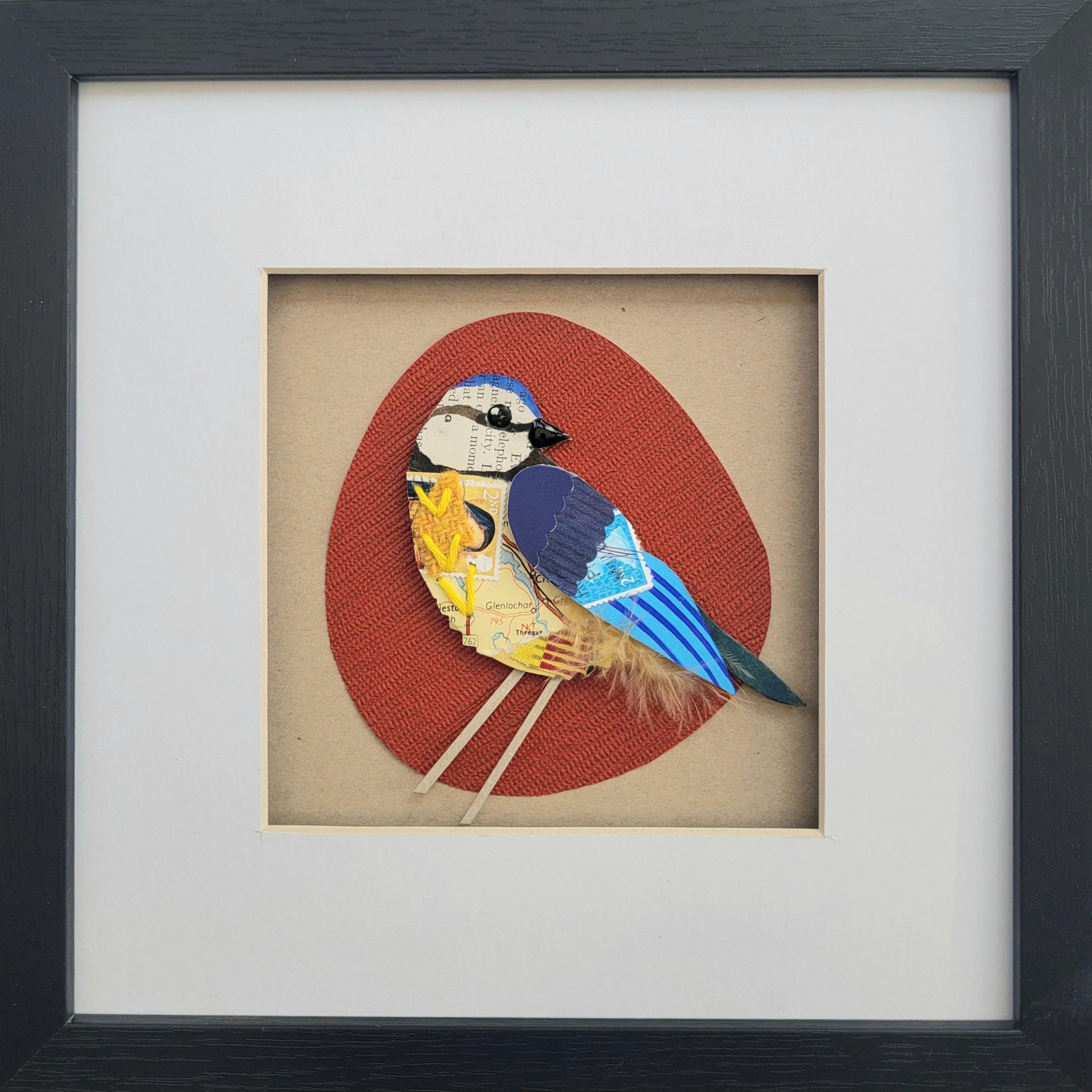 Blue Tit on Red | Original Art | 25cm x 25cm - Image 2