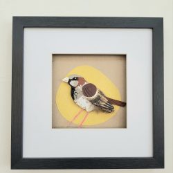 House Sparrow on Yellow | Original Art | 25cm x 25cm