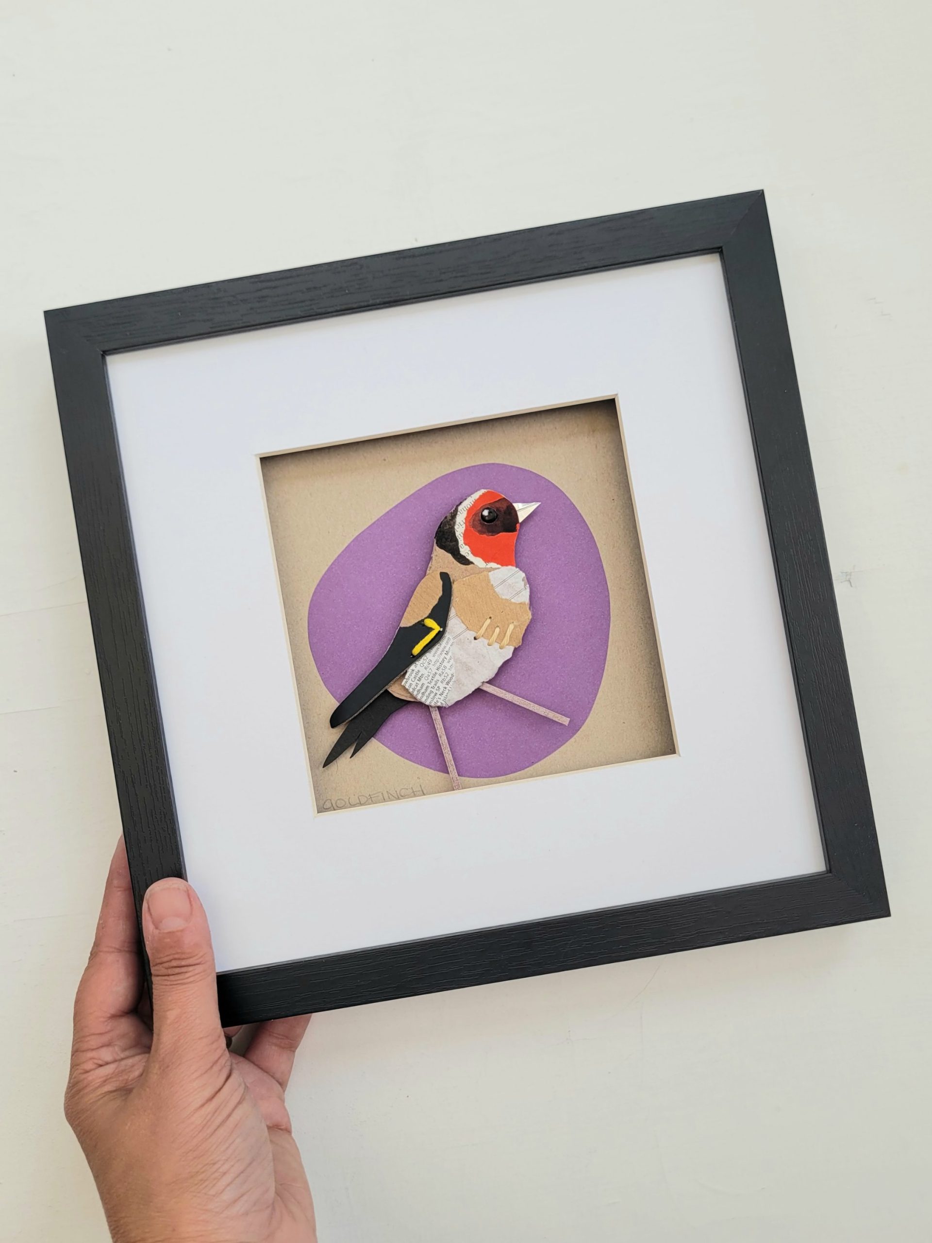 Goldfinch on Purple | Original Art | 25cm x 25cm - Image 2