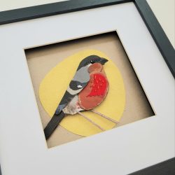 Bullfinch on Yellow | Original Art | 25cm x 25cm