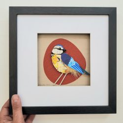 Blue Tit on Red | Original Art | 25cm x 25cm