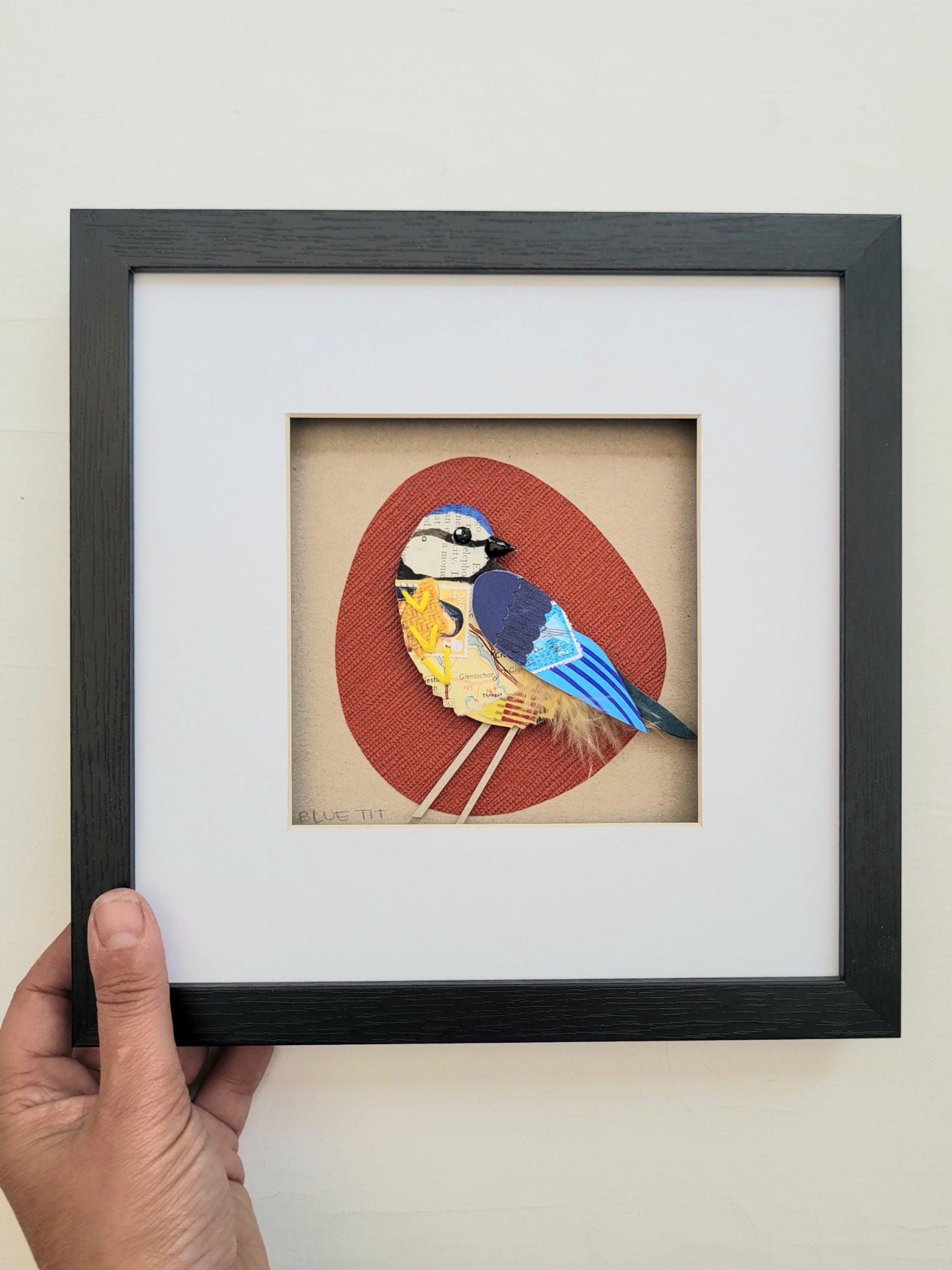 Blue Tit on Red | Original Art | 25cm x 25cm