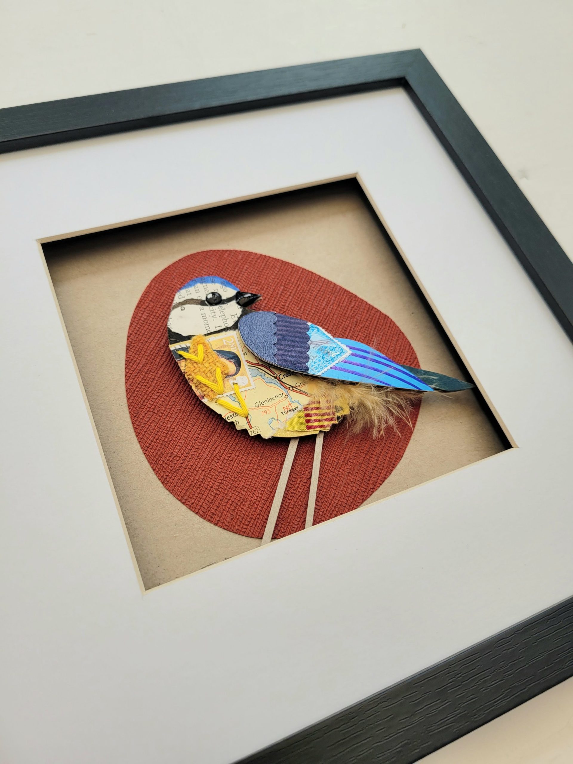 Blue Tit on Red | Original Art | 25cm x 25cm - Image 3