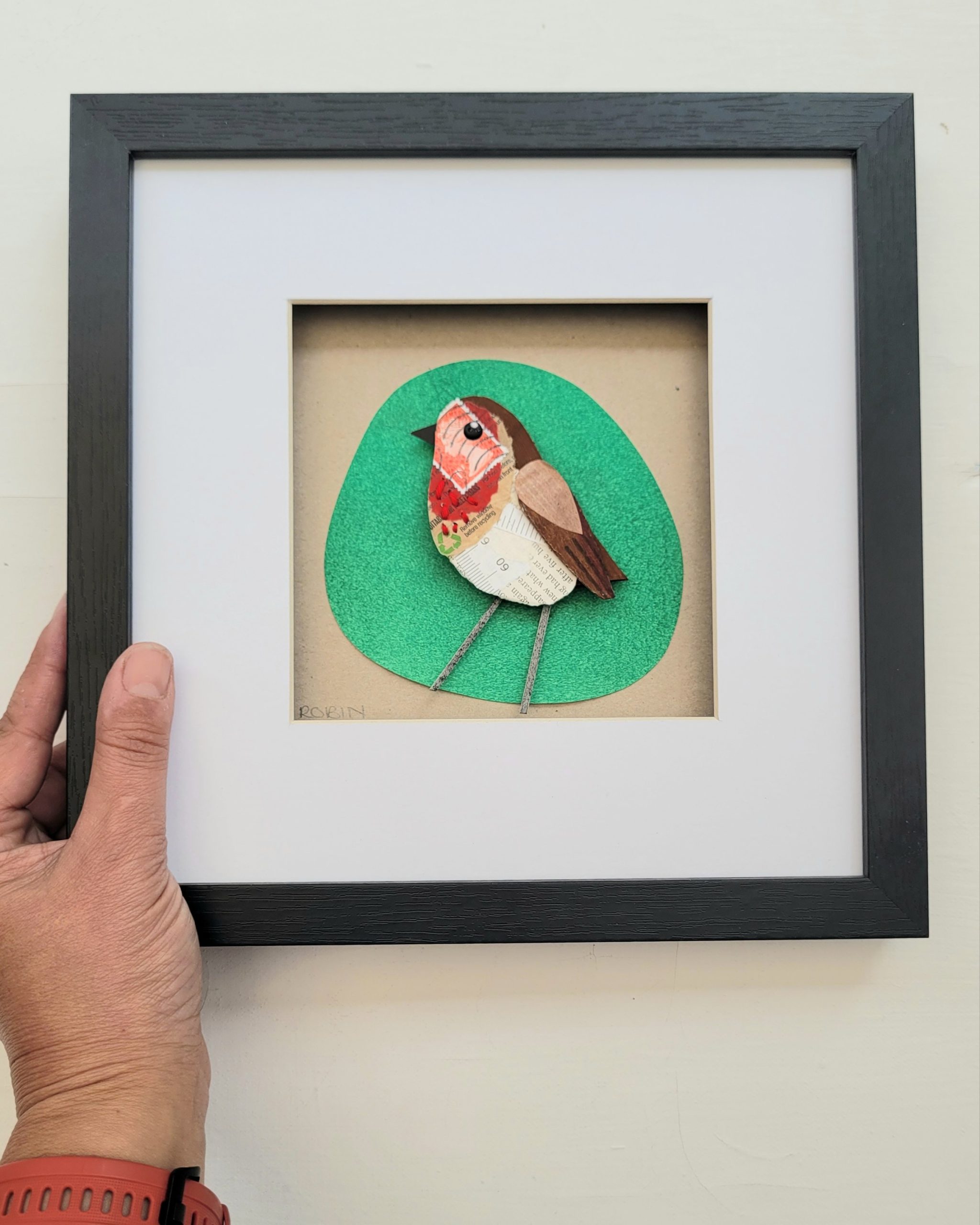 Robin, Postal on Green | Original Art - Image 2