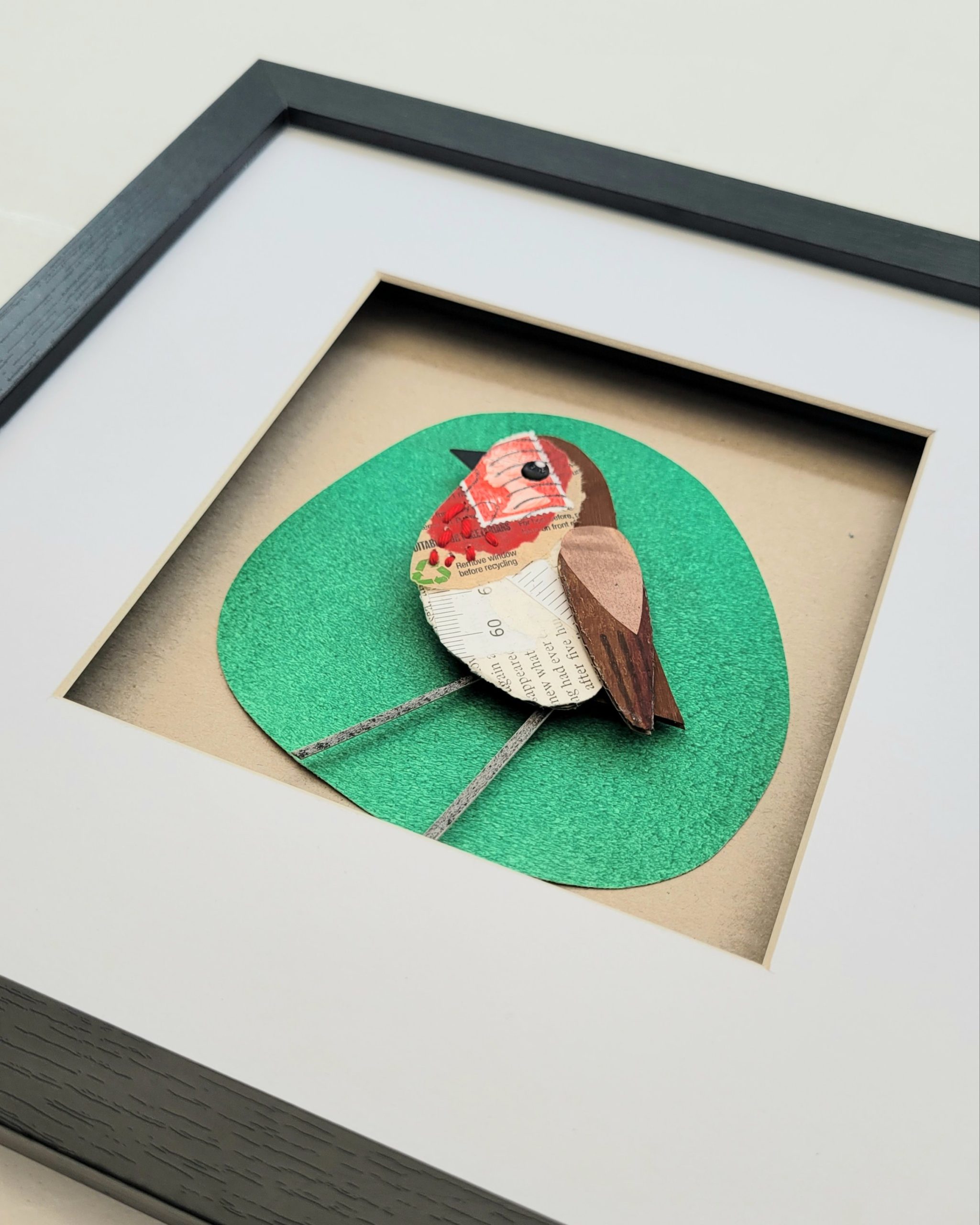 Robin, Postal on Green | Original Art - Image 3