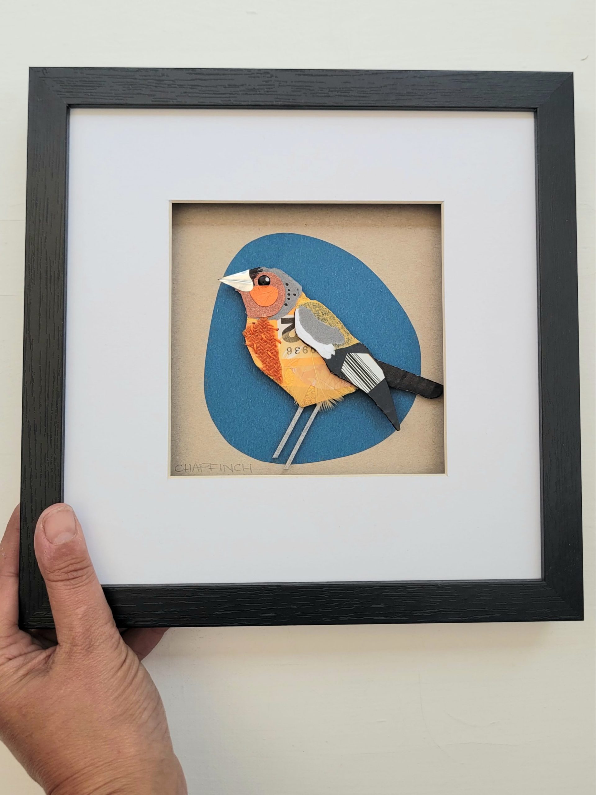 Chaffinch on Blue | Original Art in Frame. - Image 2