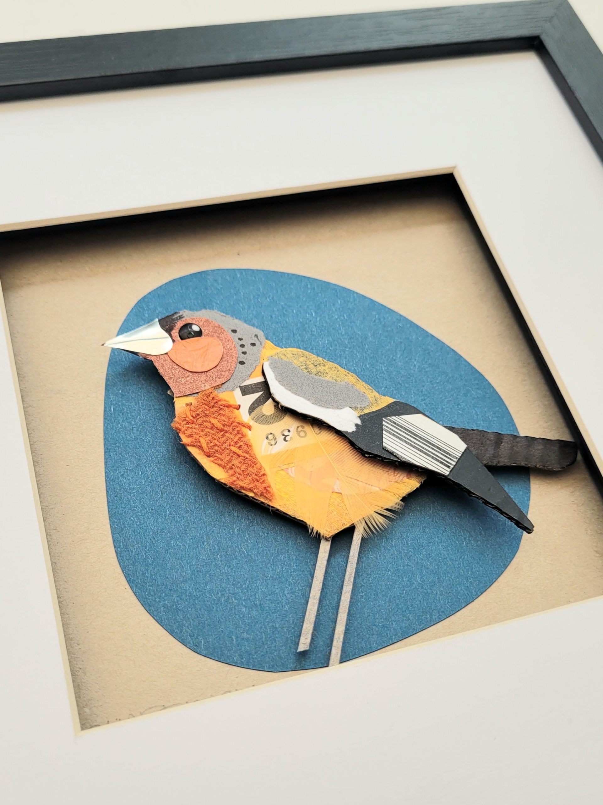 Chaffinch on Blue | Original Art in Frame.