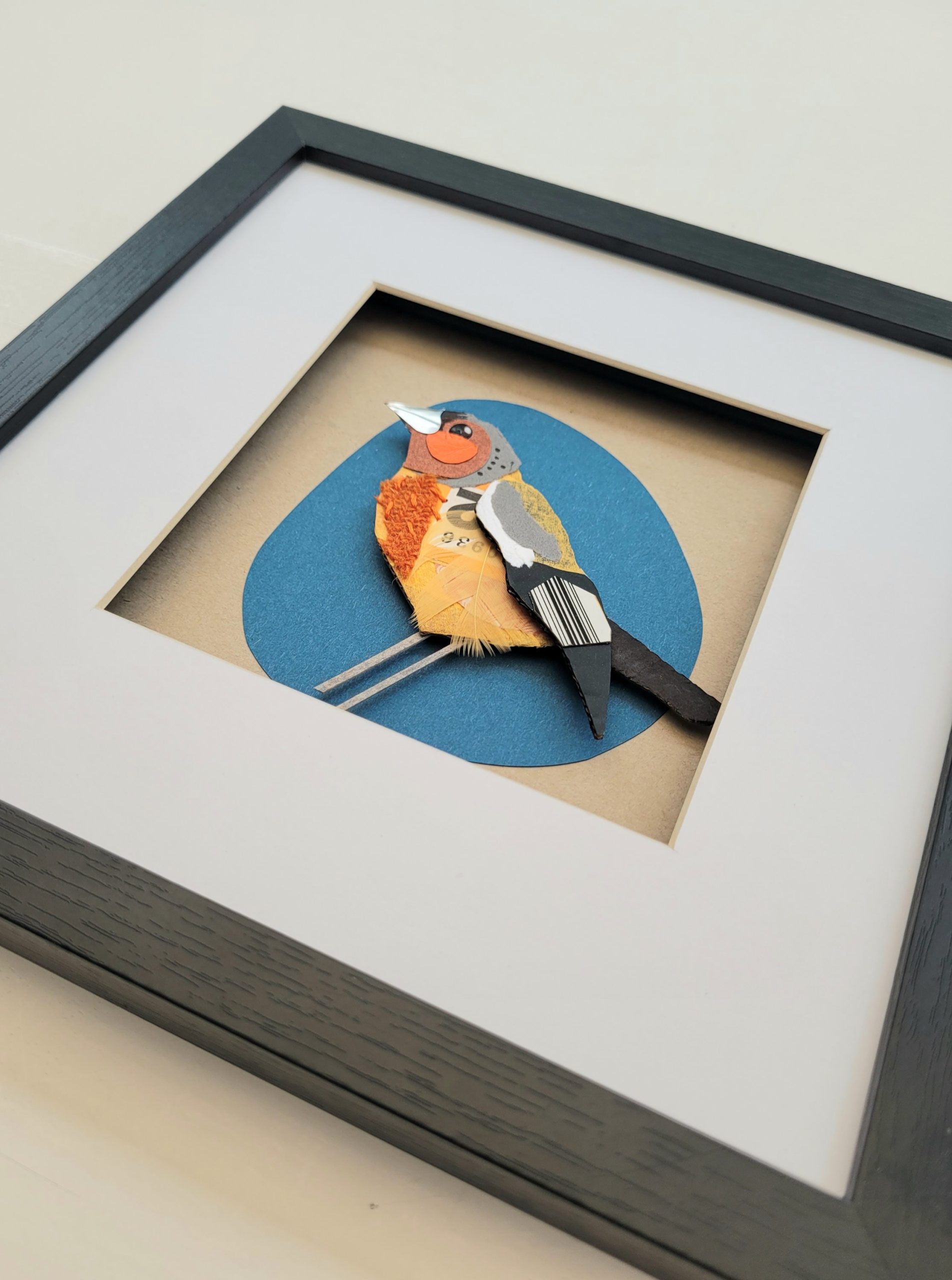 Chaffinch on Blue | Original Art in Frame. - Image 3