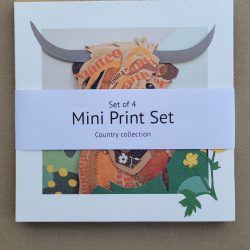 Set of 4 Mini Giclée Art Prints of Countryside Animals