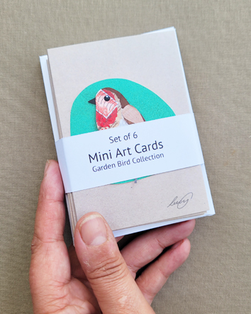Set of 6 Mini Garden Bird Cards