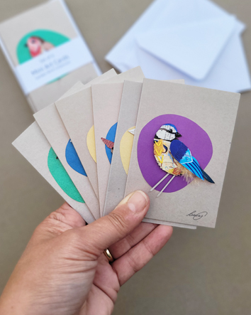 Mini Art Card Pack | set of 6 Garden Birds Design - Image 3