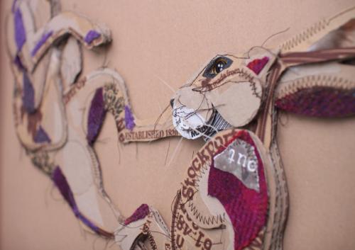 Boxing Hares - Recycled Paper & Harris Tweed 