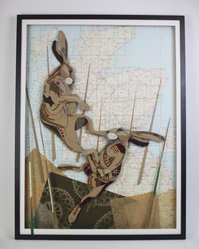sml Boxing Hares - 83x62cm - £260 - Thrift Design - Lucy Wray
